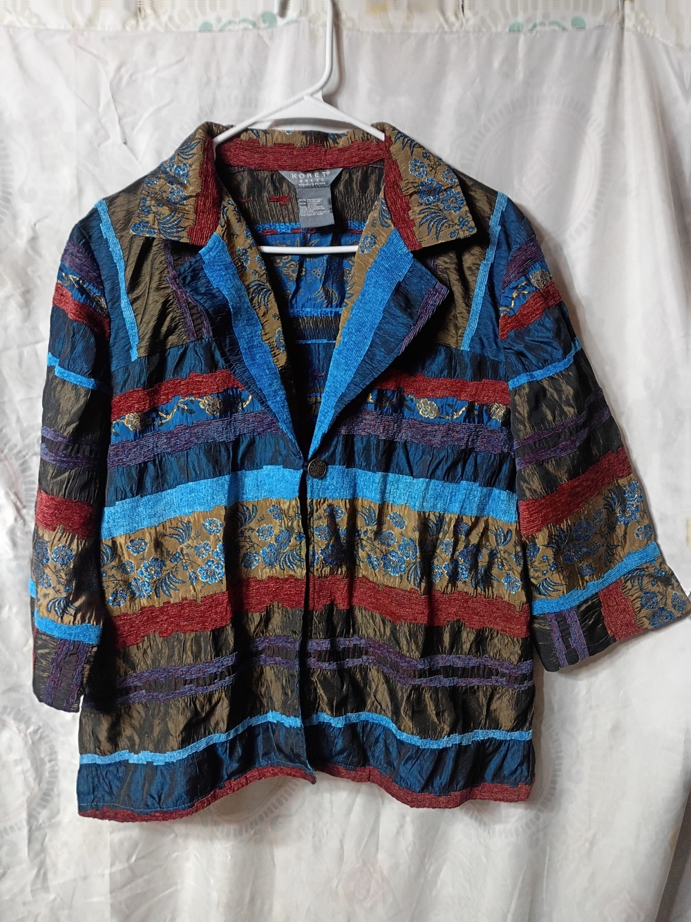 Koret Multicolor Striped Textured Blazer with Blue Accents